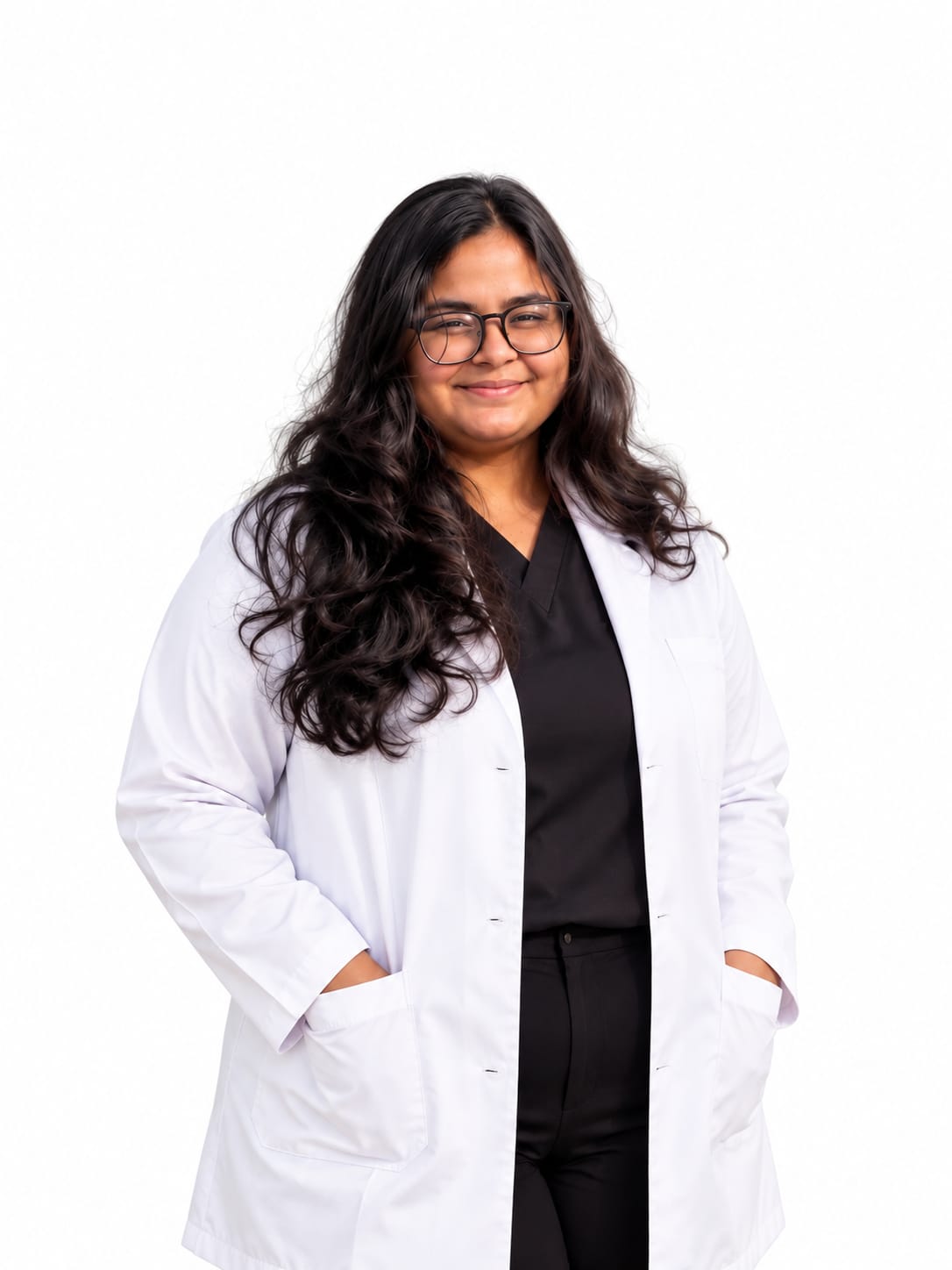 Dr. Shreya Parmar in a white coat against a plain white background